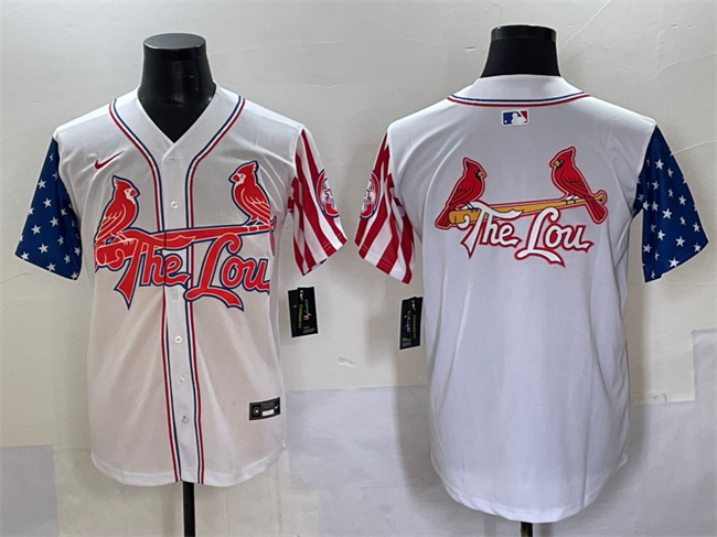Men's St.Louis Cardinals Team Big Logo White Independence Day Vapor Premier Limited Stitched Baseball Jersey Men's St.Louis Cardinals Team Big Logo White Independence Day Vapor Premier Limited Stitched Baseball Jersey