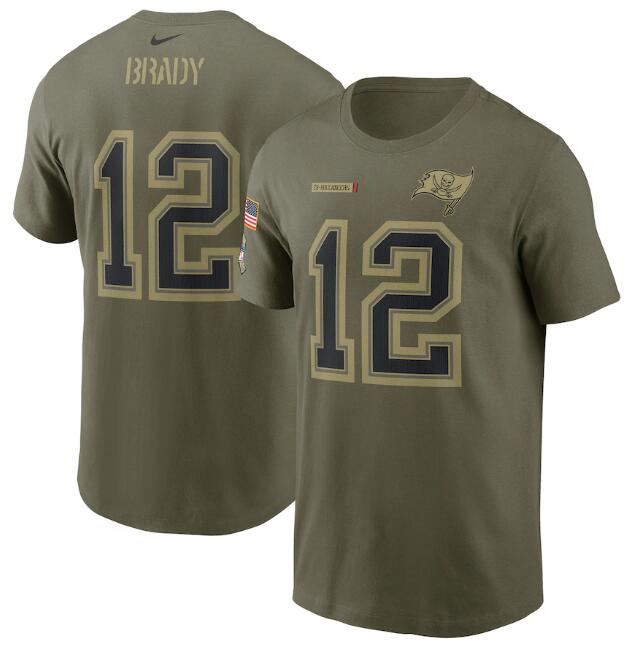 Men's Tampa Bay Buccaneers #12 Tom Brady 2021 Olive Salute To Service Legend Performance T-Shirt Men's Tampa Bay Buccaneers #12 Tom Brady 2021 Olive Salute To Service Legend Performance T-Shirt