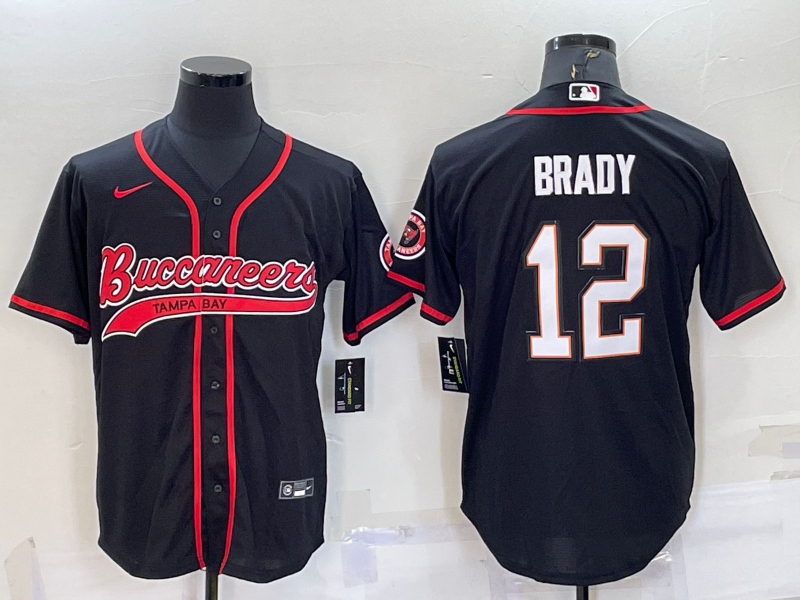 Men's Tampa Bay Buccaneers #12 Tom Brady Black Cool Base Stitched Baseball Jersey Men's Tampa Bay Buccaneers #12 Tom Brady Black Cool Base Stitched Baseball Jersey