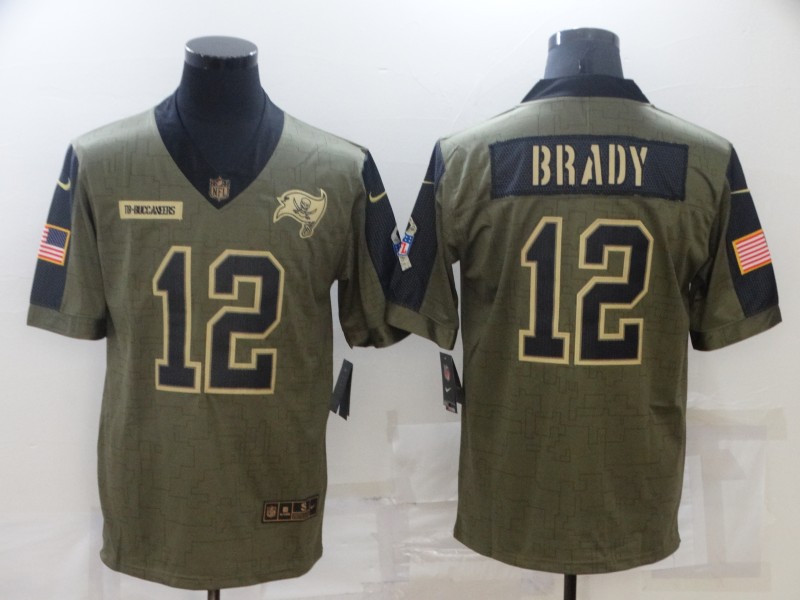 Men's Tampa Bay Buccaneers #12 Tom Brady Nike Olive 2021 Salute To Service Limited Player Jersey Men's Tampa Bay Buccaneers #12 Tom Brady Nike Olive 2021 Salute To Service Limited Player Jersey