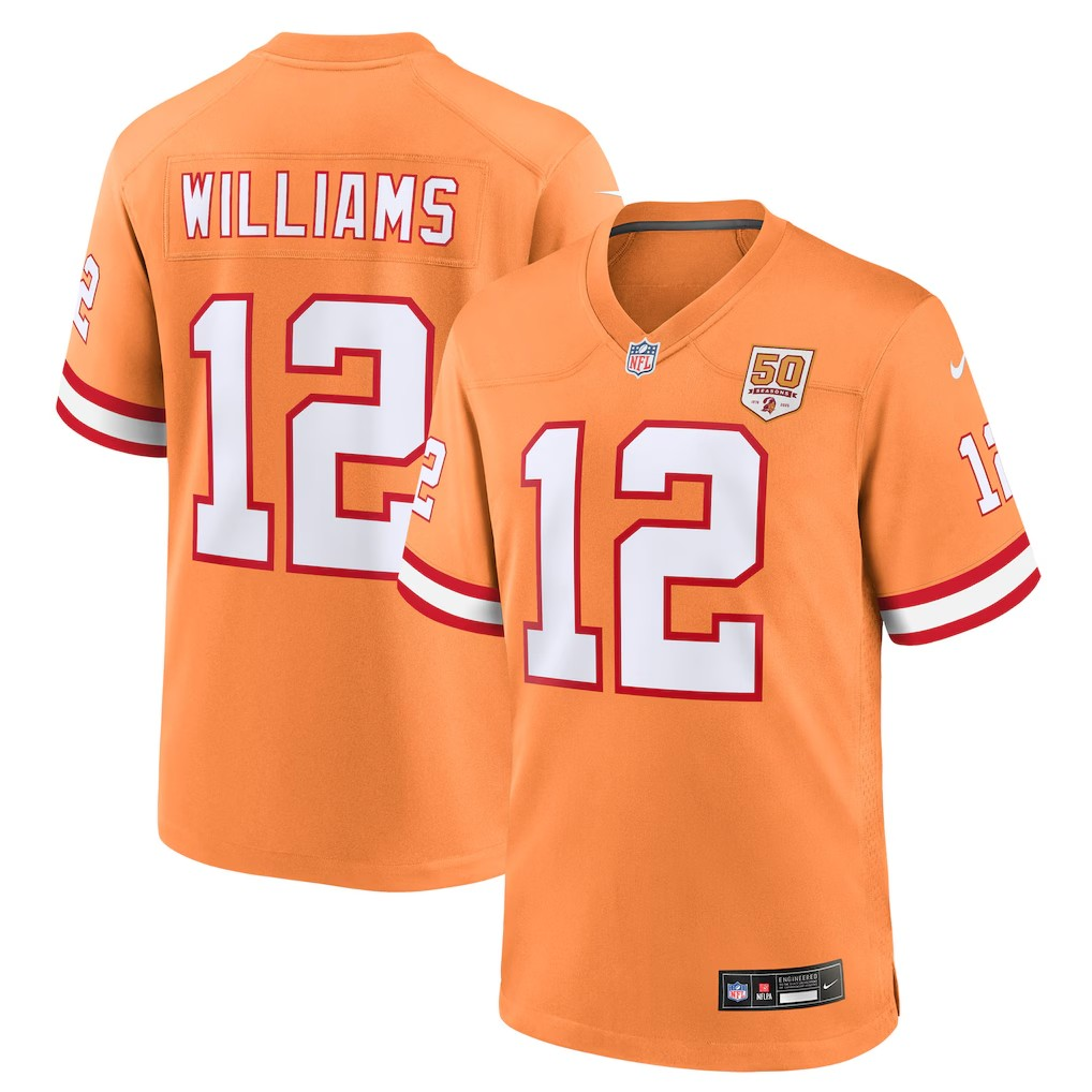Men's Tampa Bay Buccaneers #12 Williams Orange Limited Stitched Jersey Men's Tampa Bay Buccaneers #12 Williams Orange Limited Stitched Jersey