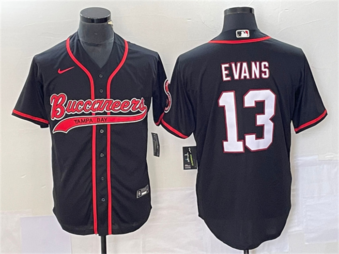 Men's Tampa Bay Buccaneers #13 Mike Evans Black Cool Base Stitched Baseball Jersey Men's Tampa Bay Buccaneers #13 Mike Evans Black Cool Base Stitched Baseball Jersey