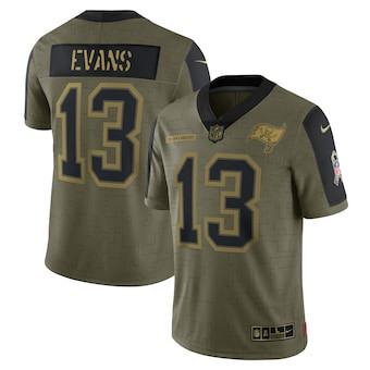 Men's Tampa Bay Buccaneers #13 Mike Evans Nike Olive 2021 Salute To Service Limited Player Jersey Men's Tampa Bay Buccaneers #13 Mike Evans Nike Olive 2021 Salute To Service Limited Player Jersey