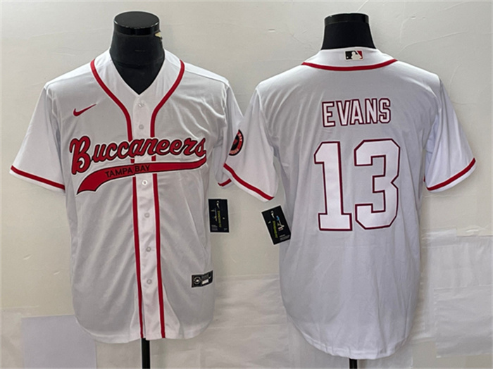 Men's Tampa Bay Buccaneers #13 Mike Evans White Cool Base Stitched Baseball Jersey Men's Tampa Bay Buccaneers #13 Mike Evans White Cool Base Stitched Baseball Jersey
