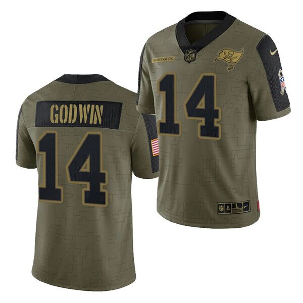 Men's Tampa Bay Buccaneers #14 Chris Godwin 2021 Olive Salute To Service Limited Stitched Jersey Men's Tampa Bay Buccaneers #14 Chris Godwin 2021 Olive Salute To Service Limited Stitched Jersey