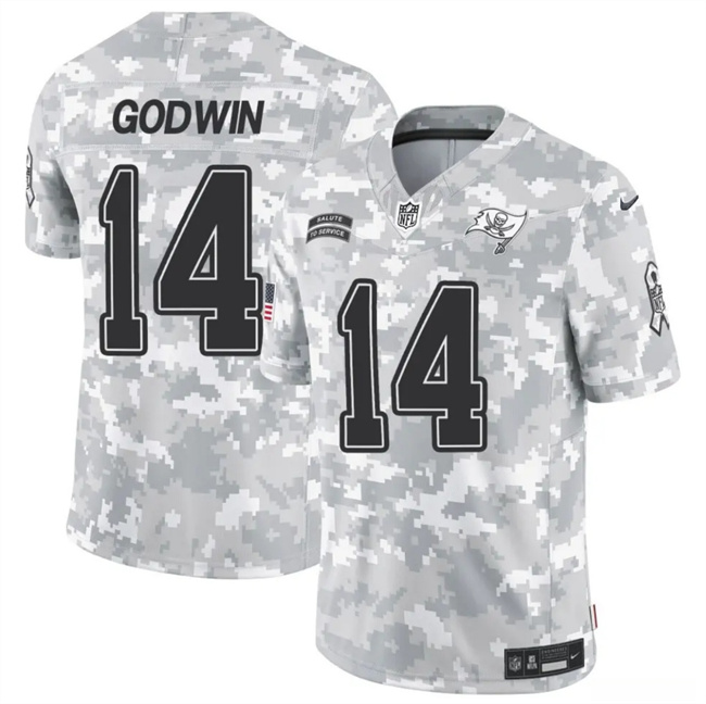 Men's Tampa Bay Buccaneers #14 Chris Godwin 2024 F.U.S.E Arctic Camo Salute To Service Limited Stitched Football Jersey Men's Tampa Bay Buccaneers #14 Chris Godwin 2024 F.U.S.E Arctic Camo Salute To Service Limited Stitched Football Jersey