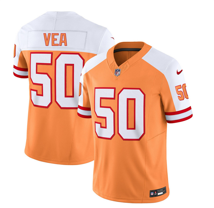 Men's Tampa Bay Buccaneers #50 Vita Vea 2023 F.U.S.E. White Gold Throwback Limited Stitched Jersey Men's Tampa Bay Buccaneers #50 Vita Vea 2023 F.U.S.E. White Gold Throwback Limited Stitched Jersey