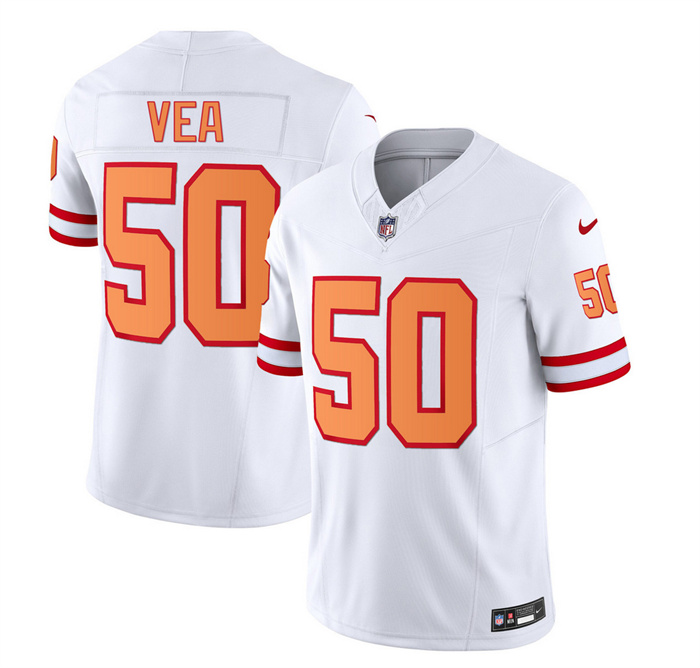 Men's Tampa Bay Buccaneers #50 Vita Vea 2023 F.U.S.E. White Throwback Limited Stitched Jersey Men's Tampa Bay Buccaneers #50 Vita Vea 2023 F.U.S.E. White Throwback Limited Stitched Jersey