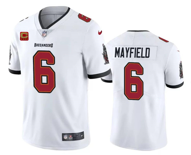 Men's Tampa Bay Buccaneers #6 Baker Mayfield White 2024 With 4-Star C Patch Vapor Untouchable Limited Stitched Jersey Men's Tampa Bay Buccaneers #6 Baker Mayfield White 2024 With 4-Star C Patch Vapor Untouchable Limited Stitched Jersey