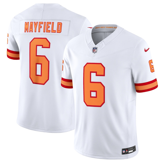 Men's Tampa Bay Buccaneers #6 Baker Mayfield White 2025 F.U.S.E. Vapor Limited Stitched Jersey Men's Tampa Bay Buccaneers #6 Baker Mayfield White 2025 F.U.S.E. Vapor Limited Stitched Jersey