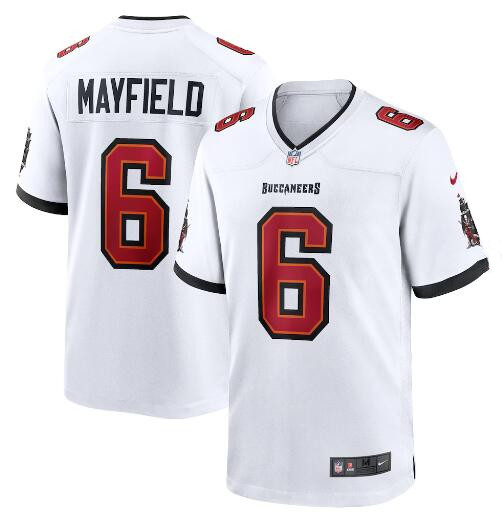 Men's Tampa Bay Buccaneers #6 Baker Mayfield White Stitched Game Jersey Men's Tampa Bay Buccaneers #6 Baker Mayfield White Stitched Game Jersey