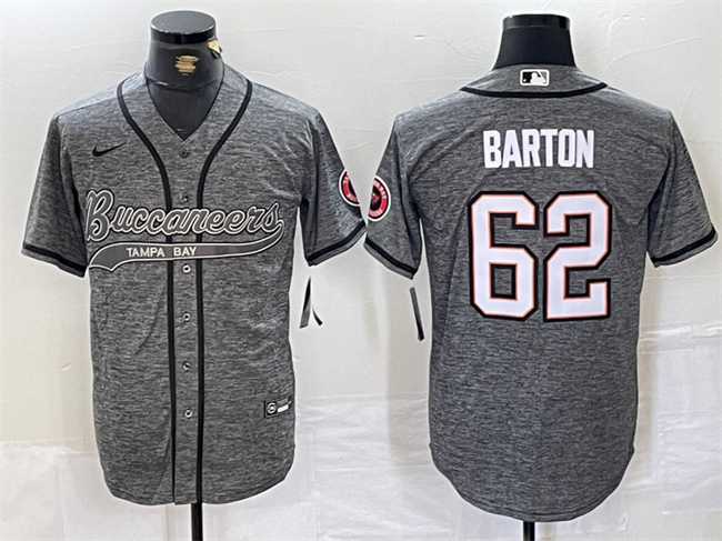 Men's Tampa Bay Buccaneers #62 Graham Barton Grey Cool Base Stitched Baseball Jersey Men's Tampa Bay Buccaneers #62 Graham Barton Grey Cool Base Stitched Baseball Jersey