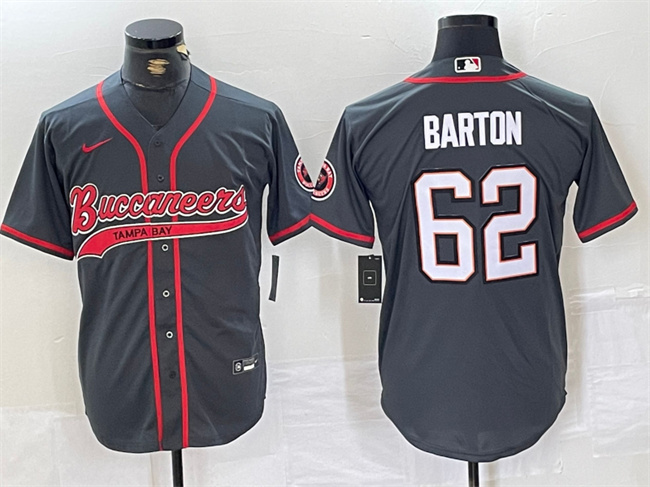 Men's Tampa Bay Buccaneers #62 Graham Barton Grey Cool Base Stitched Baseball JerseyS Men's Tampa Bay Buccaneers #62 Graham Barton Grey Cool Base Stitched Baseball JerseyS