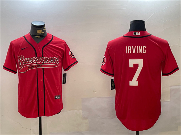 Men's Tampa Bay Buccaneers #7 Bucky Irving Red Cool Base Stitched Baseball Jersey Men's Tampa Bay Buccaneers #7 Bucky Irving Red Cool Base Stitched Baseball Jersey