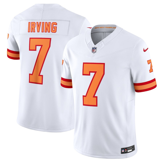 Men's Tampa Bay Buccaneers #7 Bucky Irving White 2025 F.U.S.E. Vapor Limited Stitched Jersey Men's Tampa Bay Buccaneers #7 Bucky Irving White 2025 F.U.S.E. Vapor Limited Stitched Jersey