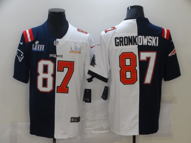 Men's Tampa Bay Buccaneers #87 Rob Gronkowski Navy Blue White Super Bowl Patch Two Tone Vapor Untouchable Stitched NFL Nike Limited Jersey Men's Tampa Bay Buccaneers #87 Rob Gronkowski Navy Blue White Super Bowl Patch Two Tone Vapor Untouchable Stitched NFL Nike Limited Jersey