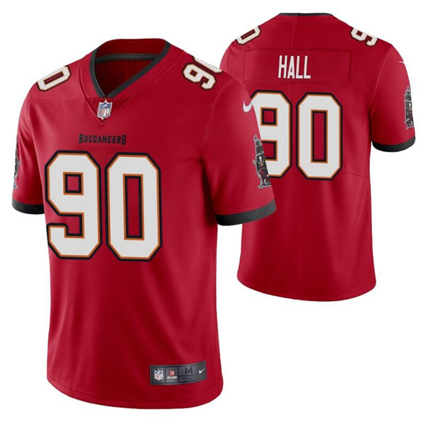 Men's Tampa Bay Buccaneers #90 Logan Hall Red Vapor Untouchable Limited Stitched Jersey Men's Tampa Bay Buccaneers #90 Logan Hall Red Vapor Untouchable Limited Stitched Jersey