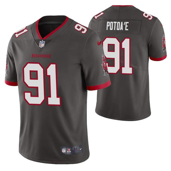 Men's Tampa Bay Buccaneers #91 Benning Potoa'e Grey Vapor Untouchable Limited Stitched Jersey Men's Tampa Bay Buccaneers #91 Benning Potoa'e Grey Vapor Untouchable Limited Stitched Jersey