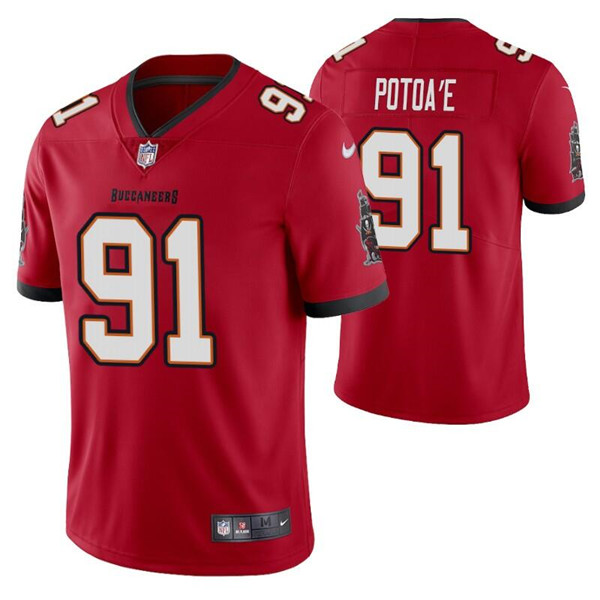 Men's Tampa Bay Buccaneers #91 Benning Potoa'e Red Vapor Untouchable Limited Stitched Jersey Men's Tampa Bay Buccaneers #91 Benning Potoa'e Red Vapor Untouchable Limited Stitched Jersey