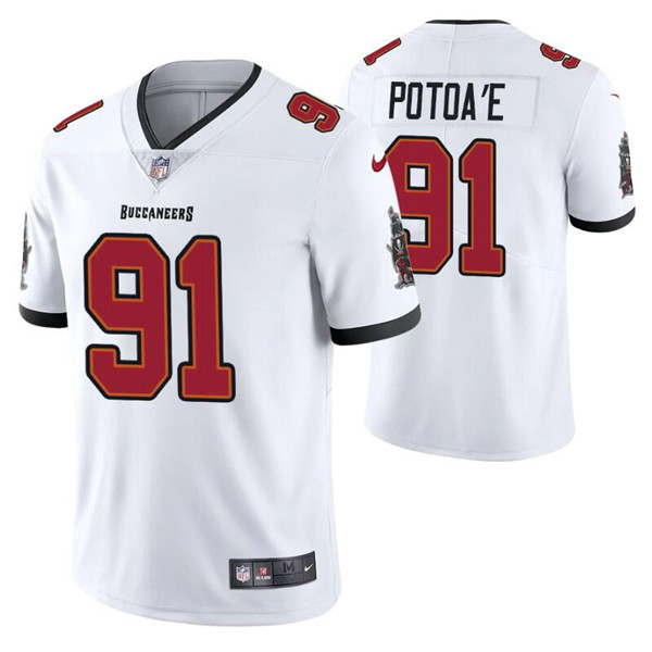 Men's Tampa Bay Buccaneers #91 Benning Potoa'e White Vapor Untouchable Limited Stitched Jersey Men's Tampa Bay Buccaneers #91 Benning Potoa'e White Vapor Untouchable Limited Stitched Jersey