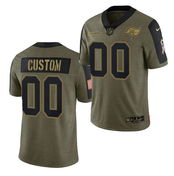 Men's Tampa Bay Buccaneers ACTIVE PLAYER Custom 2021 Olive Salute To Service Limited