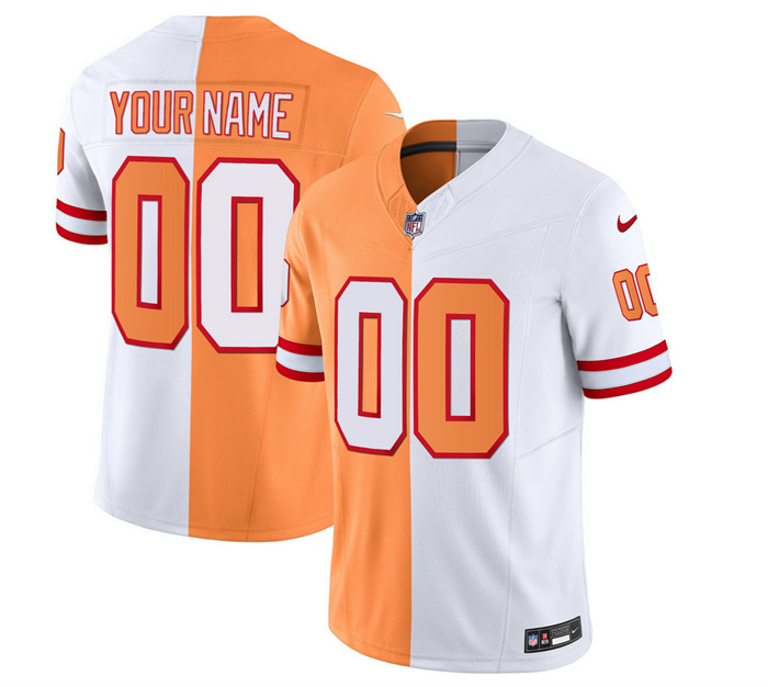 Men's Tampa Bay Buccaneers Active Player Custom 2023 F.U.S.E.White Gold Split Throwback Limited Stitched Jersey