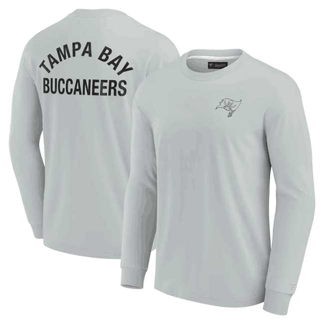 Men's Tampa Bay Buccaneers Grey Signature Unisex Super Soft Long Sleeve T-Shirt Men's Tampa Bay Buccaneers Grey Signature Unisex Super Soft Long Sleeve T-Shirt