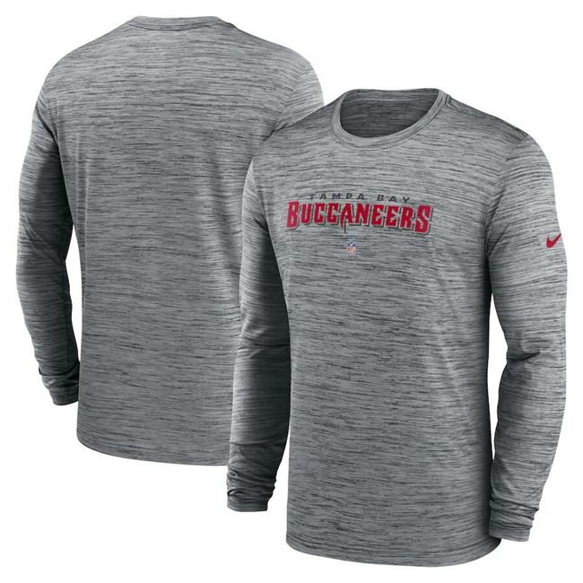 Men's Tampa Bay Buccaneers Heather Gray Sideline Team Velocity Performance Long Sleeve T-Shirt Men's Tampa Bay Buccaneers Heather Gray Sideline Team Velocity Performance Long Sleeve T-Shirt