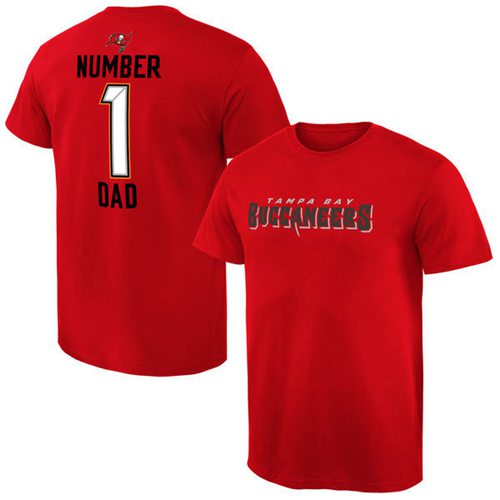 Men's Tampa Bay Buccaneers Pro Line College Number 1 Dad T-Shirt Red Men's Tampa Bay Buccaneers Pro Line College Number 1 Dad T-Shirt Red