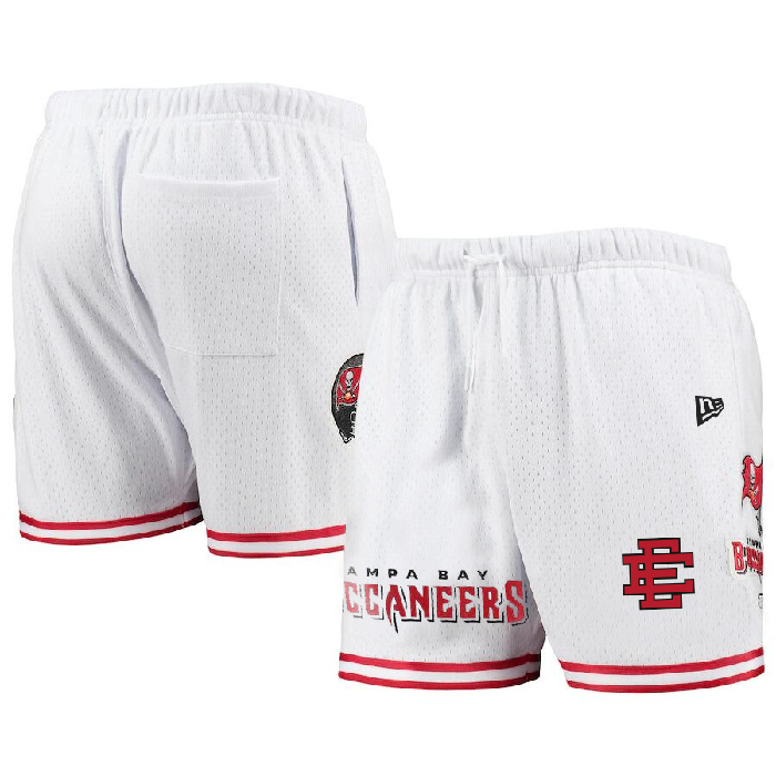 Men's Tampa Bay Buccaneers Pro White Red Mesh Shorts Men's Tampa Bay Buccaneers Pro White Red Mesh Shorts