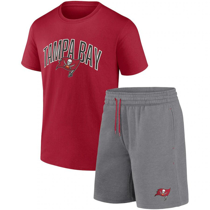 Men's Tampa Bay Buccaneers Red Heather Gray Arch T-Shirt & Shorts Combo Set Men's Tampa Bay Buccaneers Red Heather Gray Arch T-Shirt & Shorts Combo Set