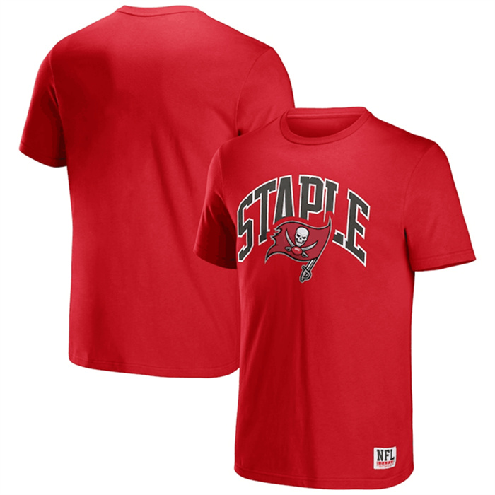 Men's Tampa Bay Buccaneers X Staple Red Logo Lockup T-Shirt Men's Tampa Bay Buccaneers X Staple Red Logo Lockup T-Shirt