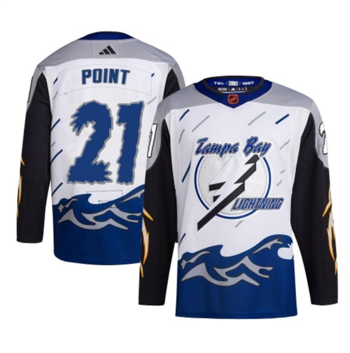 Men's Tampa Bay Lightning #21 Brayden Point White 2022-23 Reverse Retro Stitched Jersey Men's Tampa Bay Lightning #21 Brayden Point White 2022-23 Reverse Retro Stitched Jersey