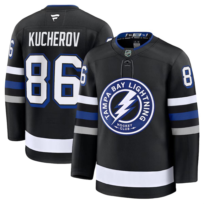 Men's Tampa Bay Lightning #86 Nikita Kucherov Black 2024-25 Alternate Stitched Hockey Jersey Men's Tampa Bay Lightning #86 Nikita Kucherov Black 2024-25 Alternate Stitched Hockey Jersey