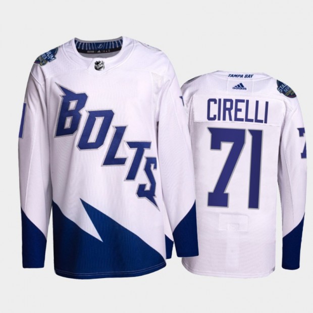 Men's Tampa Bay Lightning#71 Anthony Cirelli 2022 White Stadium Series Breakaway Stitched Jersey Men's Tampa Bay Lightning#71 Anthony Cirelli 2022 White Stadium Series Breakaway Stitched Jersey