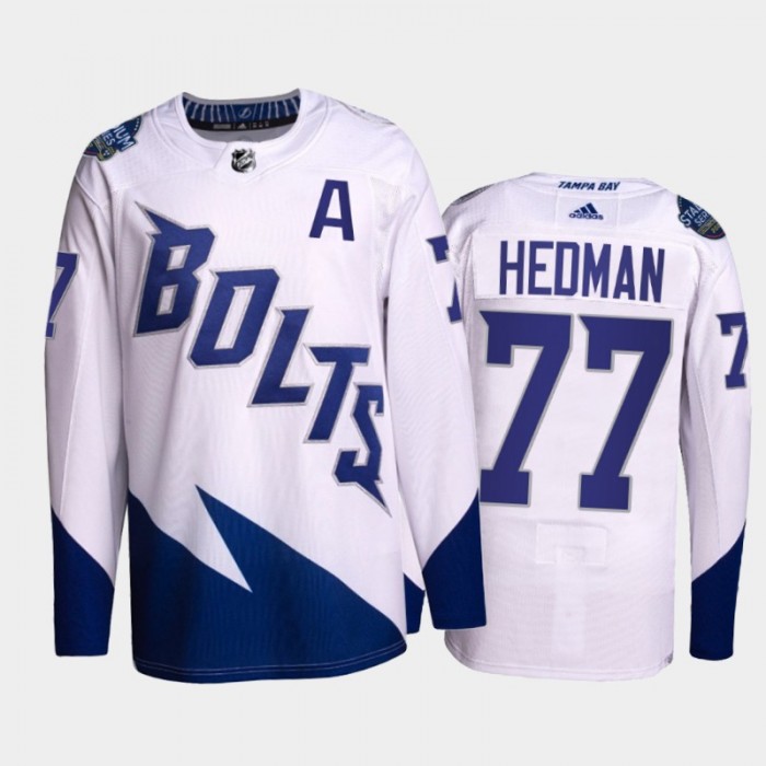 Men's Tampa Bay Lightning#77 Victor Hedman 2022 White Stadium Series Breakaway Stitched Jersey Men's Tampa Bay Lightning#77 Victor Hedman 2022 White Stadium Series Breakaway Stitched Jersey
