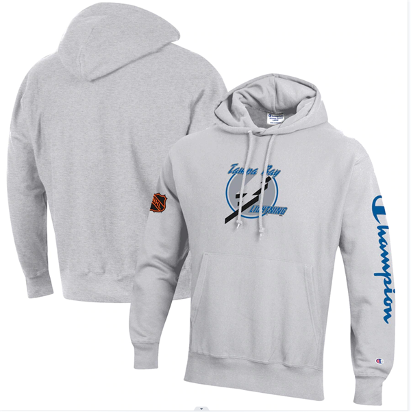 Men's Tampa Bay Lightning Champion Heathered Gray Reverse Weave Pullover Hoodie Men's Tampa Bay Lightning Champion Heathered Gray Reverse Weave Pullover Hoodie
