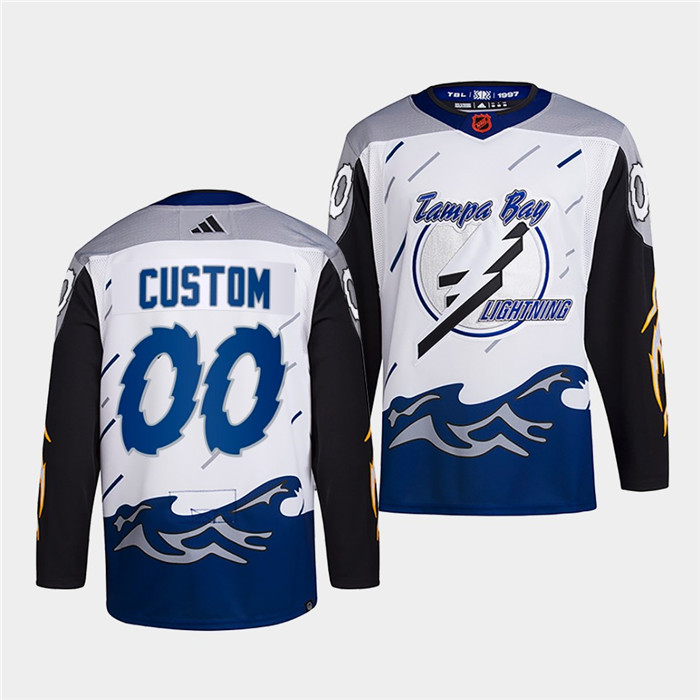 Men's Tampa Bay Lightning Custom White 2022 Reverse Retro Stitched Jersey Men's Tampa Bay Lightning Custom White 2022 Reverse Retro Stitched Jersey