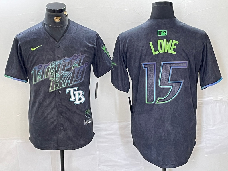 Men's Tampa Bay Rays #15 Josh Lowe Charcoal 2024 City Connect Limited Stitched jerseys 2 Men's Tampa Bay Rays #15 Josh Lowe Charcoal 2024 City Connect Limited Stitched jerseys 2