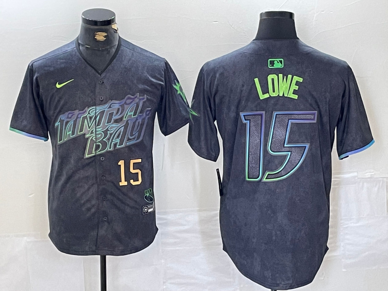 Men's Tampa Bay Rays #15 Josh Lowe Charcoal 2024 City Connect Limited Stitched jerseys 3 Men's Tampa Bay Rays #15 Josh Lowe Charcoal 2024 City Connect Limited Stitched jerseys 3