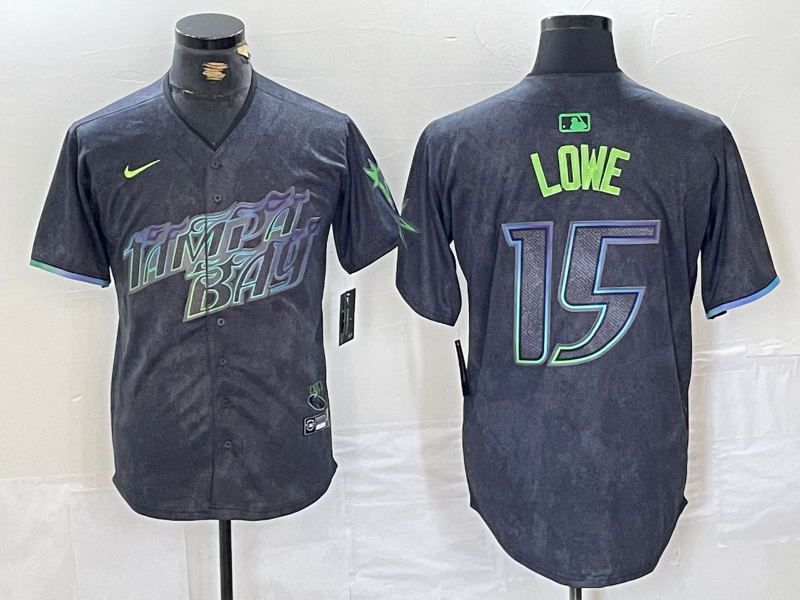 Men's Tampa Bay Rays #15 Josh Lowe Charcoal 2024 City Connect Limited Stitched jerseys 4 Men's Tampa Bay Rays #15 Josh Lowe Charcoal 2024 City Connect Limited Stitched jerseys 4