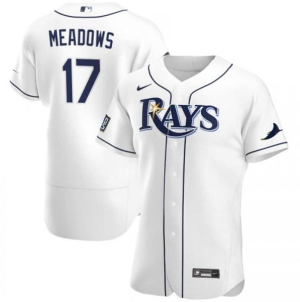 Men's Tampa Bay Rays #17 Austin Meadows White Flex Base Stitched Jersey Men's Tampa Bay Rays #17 Austin Meadows White Flex Base Stitched Jersey