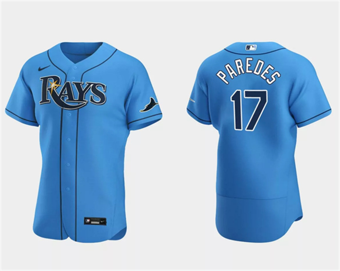 Men's Tampa Bay Rays #17 Isaac Paredes Light Blue Flex Base Stitched Baseball Jersey Men's Tampa Bay Rays #17 Isaac Paredes Light Blue Flex Base Stitched Baseball Jersey
