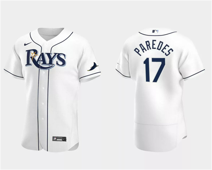 Men's Tampa Bay Rays #17 Isaac Paredes White Flex Base Stitched Baseball Jersey Men's Tampa Bay Rays #17 Isaac Paredes White Flex Base Stitched Baseball Jersey