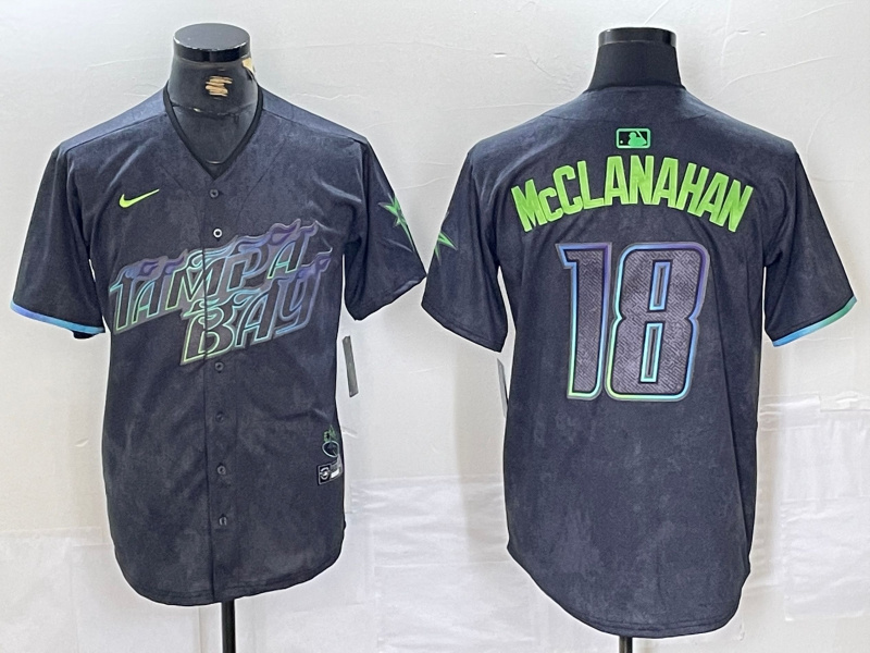Men's Tampa Bay Rays #18 Shane McClanahan Charcoal 2024 City Connect Limited Stitched Baseball Jersey 3 Men's Tampa Bay Rays #18 Shane McClanahan Charcoal 2024 City Connect Limited Stitched Baseball Jersey 3