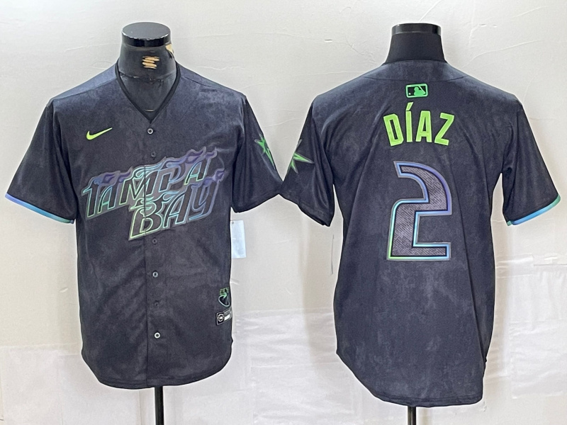Men's Tampa Bay Rays #2 Yandy Díaz Charcoal 2024 City Connect Limited Stitched Baseball Jersey 1 Men's Tampa Bay Rays #2 Yandy Díaz Charcoal 2024 City Connect Limited Stitched Baseball Jersey 1