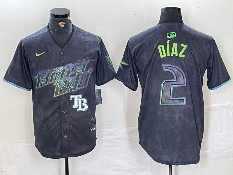 Men's Tampa Bay Rays #2 Yandy Díaz Charcoal 2024 City Connect Limited Stitched Baseball Jersey 2 Men's Tampa Bay Rays #2 Yandy Díaz Charcoal 2024 City Connect Limited Stitched Baseball Jersey 2