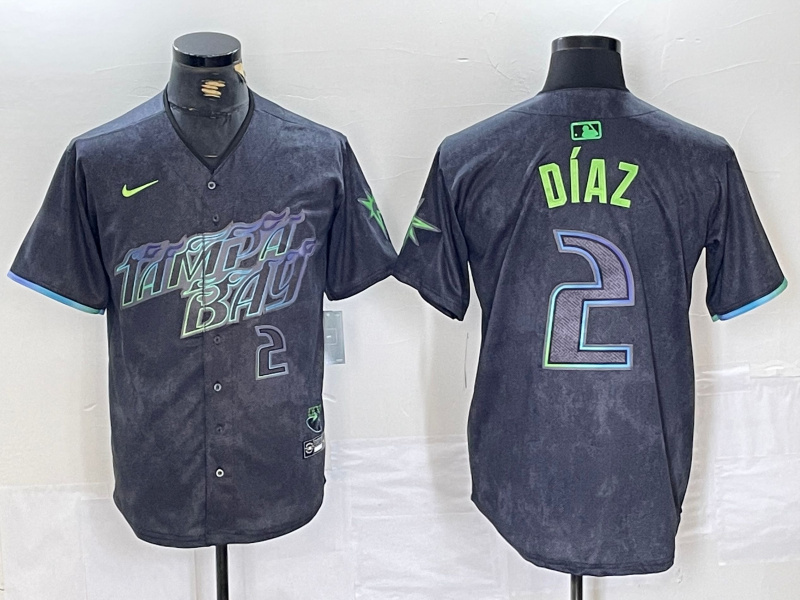 Men's Tampa Bay Rays #2 Yandy Díaz Charcoal 2024 City Connect Limited Stitched Baseball Jersey 3 Men's Tampa Bay Rays #2 Yandy Díaz Charcoal 2024 City Connect Limited Stitched Baseball Jersey 3