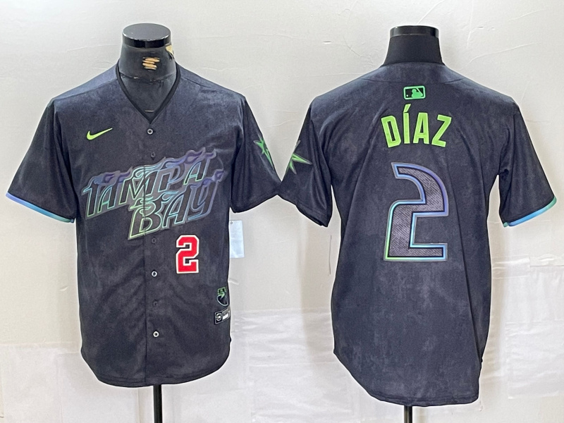 Men's Tampa Bay Rays #2 Yandy Díaz Charcoal 2024 City Connect Limited Stitched Baseball Jersey Men's Tampa Bay Rays #2 Yandy Díaz Charcoal 2024 City Connect Limited Stitched Baseball Jersey