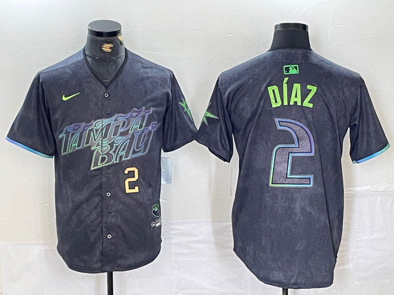 Men's Tampa Bay Rays #2 Yandy Díaz Charcoal 2024 City Connect Limited Stitched Baseball Jersey 4 Men's Tampa Bay Rays #2 Yandy Díaz Charcoal 2024 City Connect Limited Stitched Baseball Jersey 4